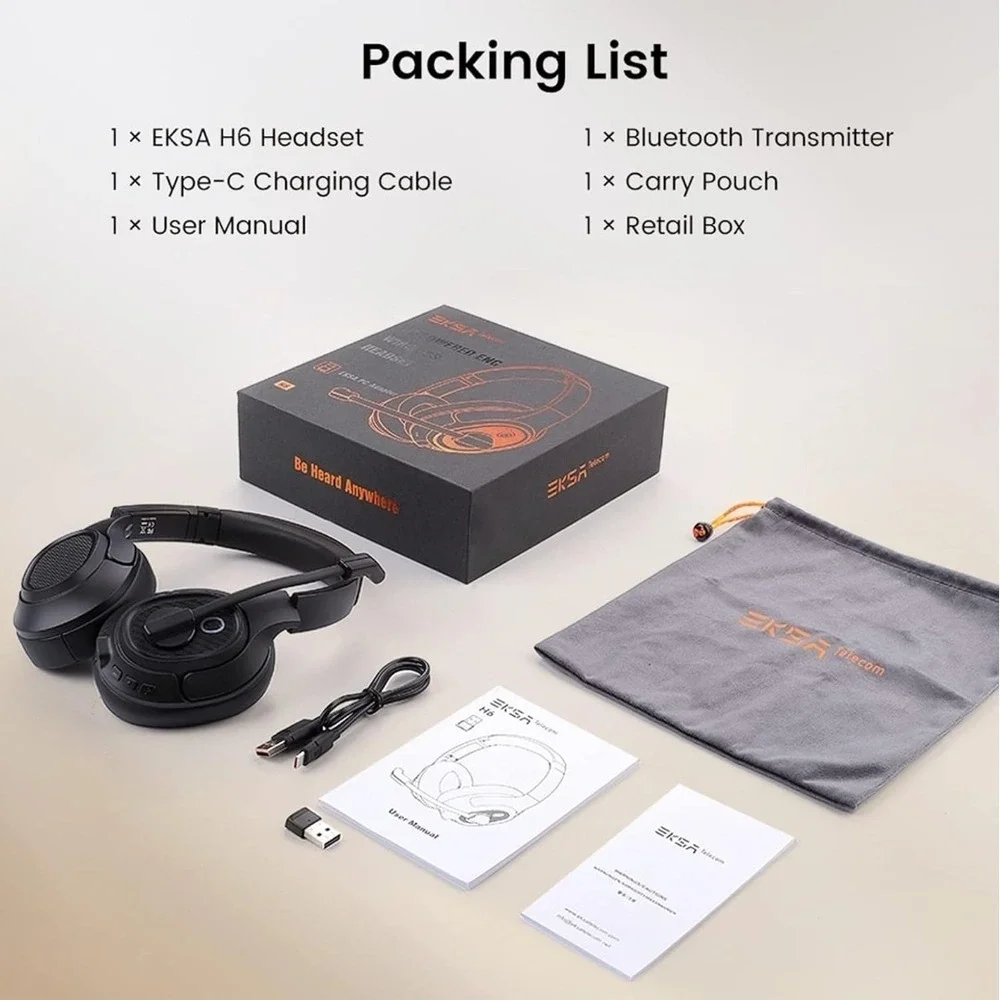 Headset with Mic for Work, Bluetooth 5.0 Headset with AI-Powered Noise Cancel